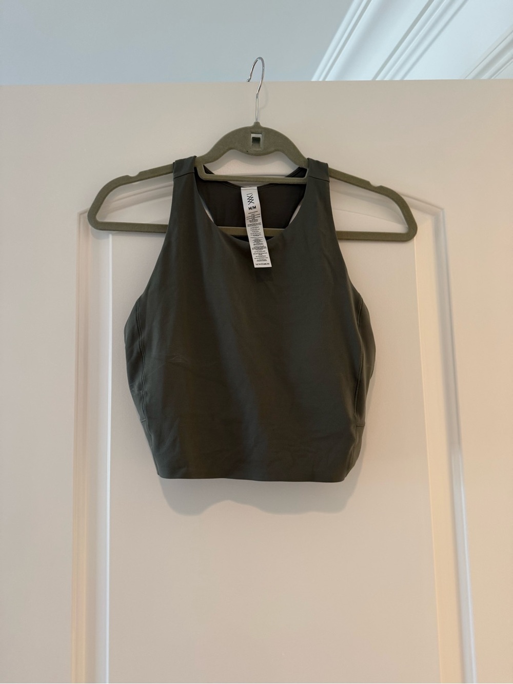 RHONE Olive High Neck Crop Top - M